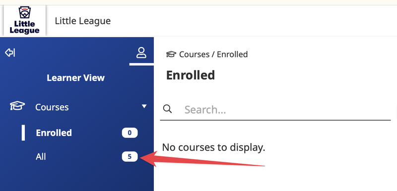 menu on LLI training site